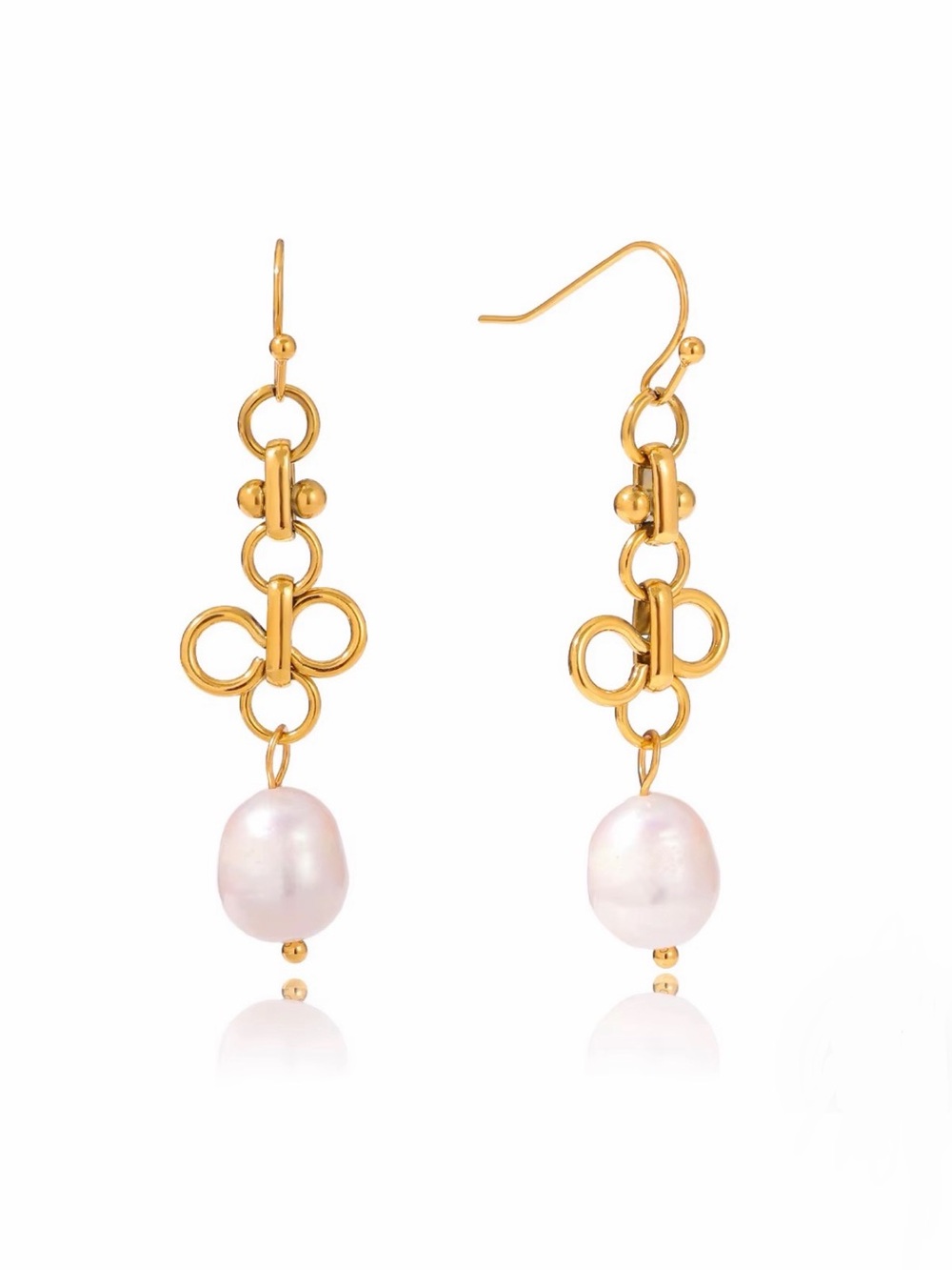 18K Gold Plated Freshwater Pearl Drop Earrings